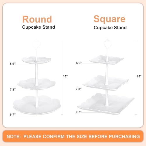 White 10-Piece Cupcake Stand Dessert Table Display Set - 3 Tiers, Plastic Trays