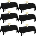60x102 Inch Black Rectangle Table Cover - Pack of 6 Washable Polyester Tablecloths