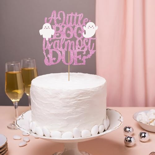 Halloween Baby Shower Cake Topper - Pink Glitter Spooky Baby Boo Decoration