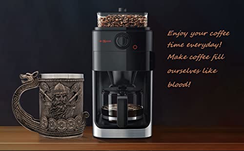 Medieval Viking Tankard Mug Drakkar Warrior Stainless Steel Beer Stein - 18OZ