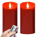 Nancia 2-Pack Red Flameless Battery-Operated Flickering LED Candles - Remote Control