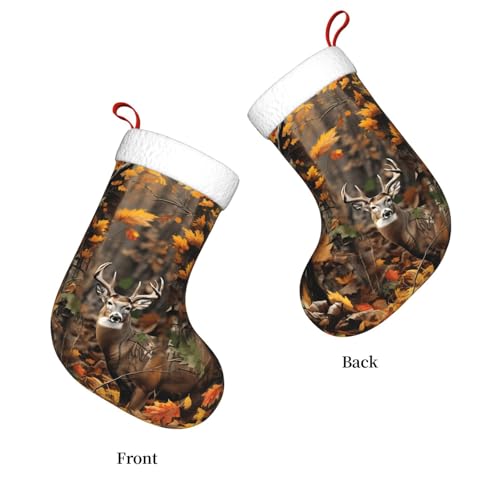 Personalized Christmas Stocking Large 18'' with Camo Deer Design - Holiday Decor
