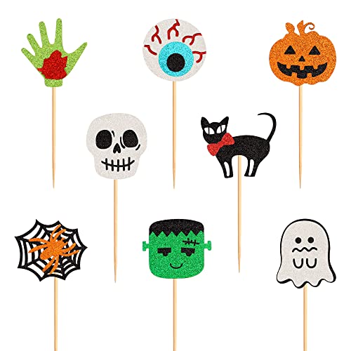 Halloween Ghost Glitter Cupcake Toppers 32 Pack - Birthday & Party Decor