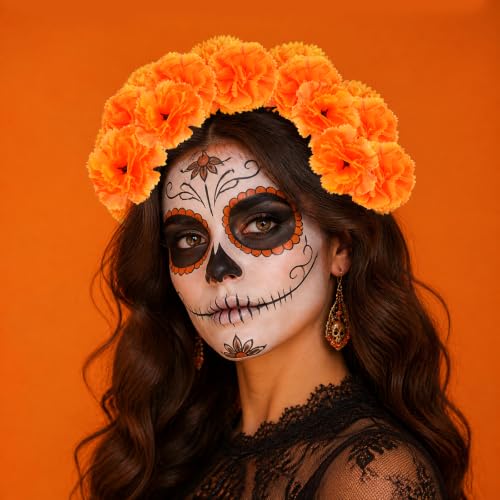 Artificial Marigold Flower Heads Bulk for DIY Decor Halloween Thanksgiving