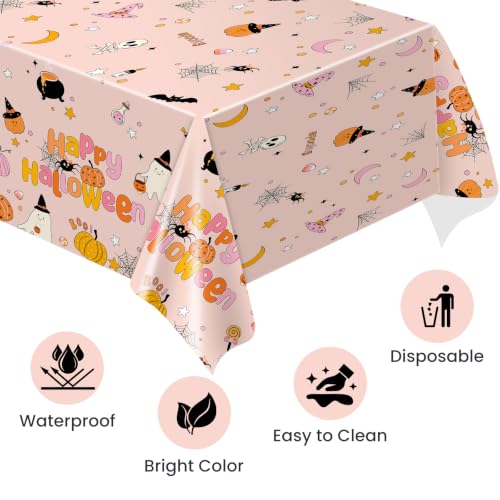 Halloween Tablecloths Set of 3 Pink Ghost Boo Theme Waterproof Disposable Party Decor