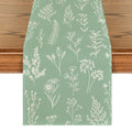Sage Green Leaves Flowers Spring Table Runner 13x72 Inch - Kitchen Decor