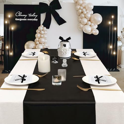 Black Satin Table Runners 16 Pack - 12x108 Inch Silk-Feel Fabric, Variation of THIS listing