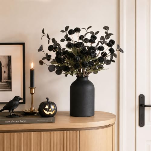 Black Flowers Artificial Centerpiece with Vase - Gothic Home Decor - Variation: Black Kiku / 1