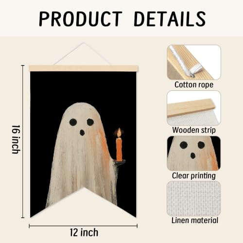 Halloween Ghost Wall Art Canvas Banner Poster for Bathroom - Ghost1