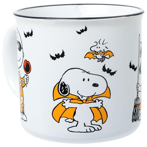 Peanuts Halloween Costume Mug - 20oz Ceramic Camper with Snoopy & Friends - Spooky Season Coffee Cup - Official Merch - Variation: Camper