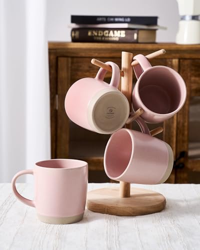 Pink Milkyway Coffee Mug Set of 4 13oz Ceramic Cups with Handle - Famiware