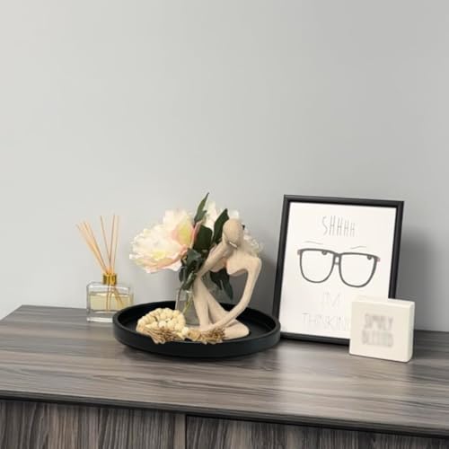 Black Metal Candle Tray 11.5 Inch Decorative Serving Tray for Wedding & Home