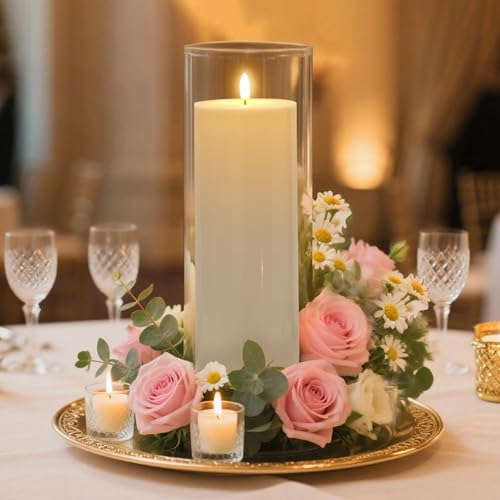 Outdoor Waterproof Flameless Pillar Candle with Remote Timer 4x12 Inches - Large Weatherproof LED Candle