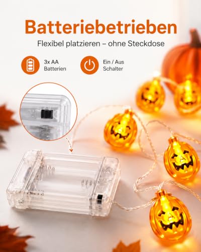 Halloween String Lights 9.8FT 20 LED Orange Battery Operated Fairy Lights