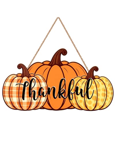 Thanksgiving Pumpkin Wooden Door Sign - Fall Harvest Wall Decor