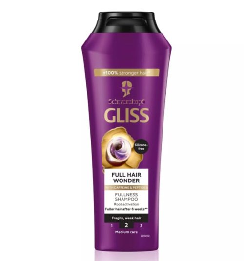 Gliss | Full Hair Wonder Shampoo - Strengthening & Volumizing for Fine Hair, 400 ml (13.5 Fl Oz)