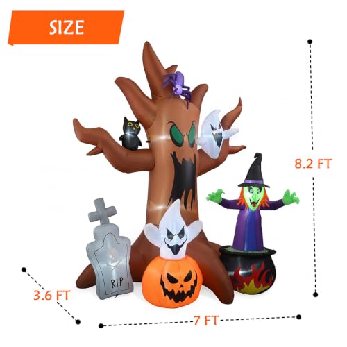 Halloween Inflatable Spooky Tree Decoration - 8 Ft Yard Decor with LED Lights - Variation: Spooky Tree