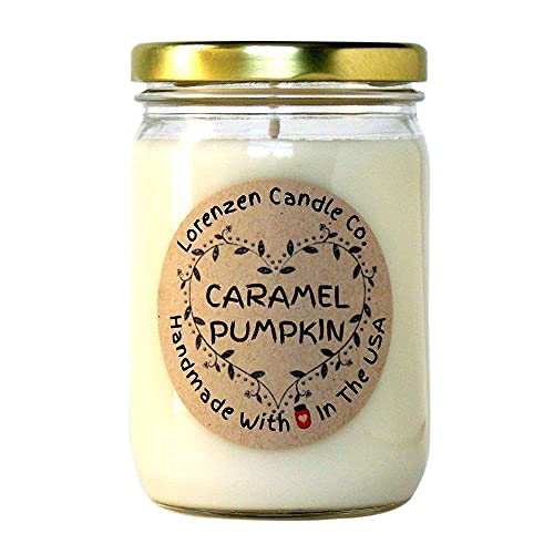 Caramel Pumpkin Soy Candle - Handmade 12oz Autumn Scent, USA Made