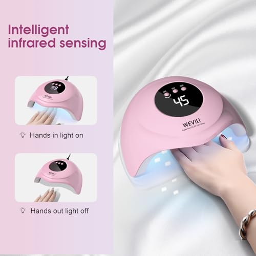 Pink UV LED Nail Lamp 72W for Gel Polish with 24 Beads & Auto Sensor
