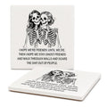 Black-White Skeleton Friends Coasters Set of 2 - Gothic Ceramic Drink Coasters
