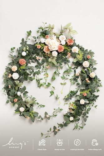 Spring Eucalyptus and Willow Leaf Garland - 9FT Wedding Decor with Pink Garden Blush Variation