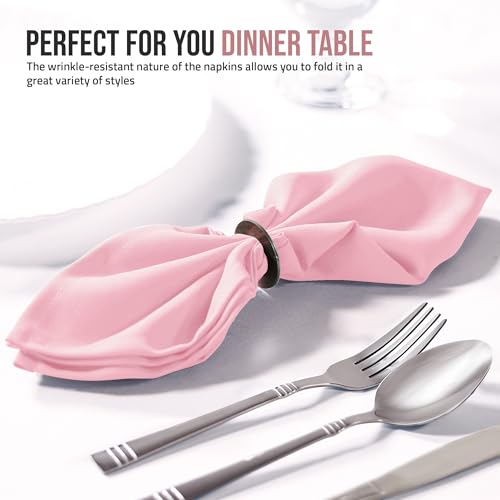 Pink Cloth Napkins Set of 12 - 20x20 Inches, 100% Polyester, Elegant Dinner Table Linens