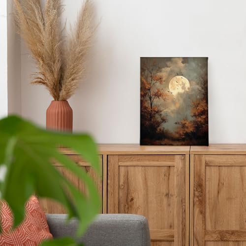 Halloween Spooky Full Moon Forest Wall Art Canvas - 11x14 Variation B