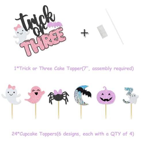 Halloween Trick or Three Party Kit with Banners Balloons Cake Toppers for Kids Celebration