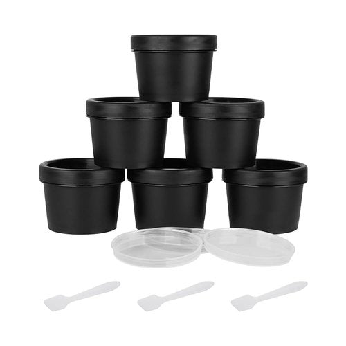 Plastic Cream Jars Travel Containers for Toiletries 3.4oz 6 Pack TSA Approved Wide-mouth Cosmetic Pot Jars with Lids Leak Proof Travel Size Containers for Makeup Face Cream(Black)