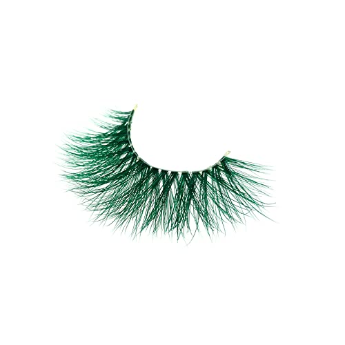 Green 20mm Mink False Eyelashes - Cruelty-Free, Reusable Dramatic Lashes - Elf Variation