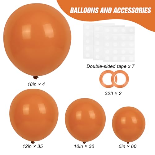 Burnt Orange Balloon Set - 129pcs Latex Balloon Kit for Parties, Weddings & Fall Decor - Variation: Burnt Orange / 1