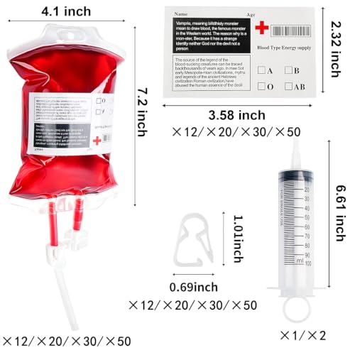 20 Pack Halloween Blood IV Bags Pouches - 11.8 Fl Oz Party Drink Set Variation of THIS listing: 11.8 Fl Oz / 20