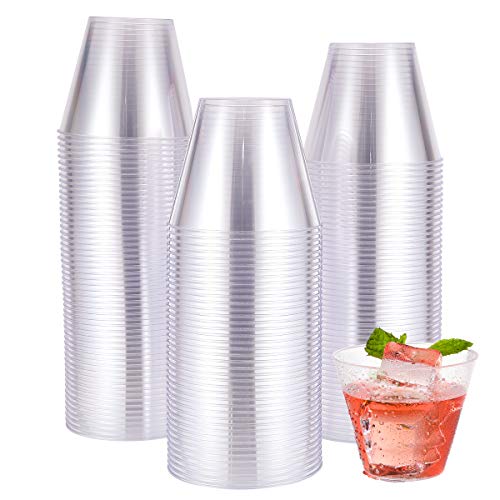 Disposable Plastic Cups 9oz Clear Pack of 100 Heavy Duty Party Tumblers