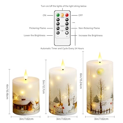 White Flameless Candles with Remote Control - Christmas LED Candle Set of 3