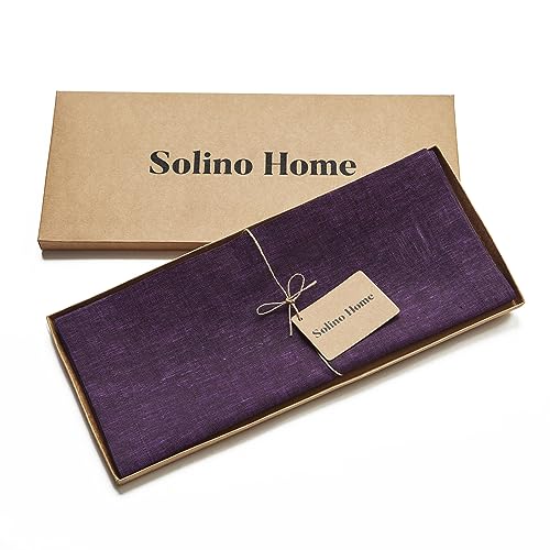 Pure Linen Table Runner Grape 14 x 132 Inch - Handcrafted, Machine Washable, Elegant Dining Accessory - Variation of Athena 23