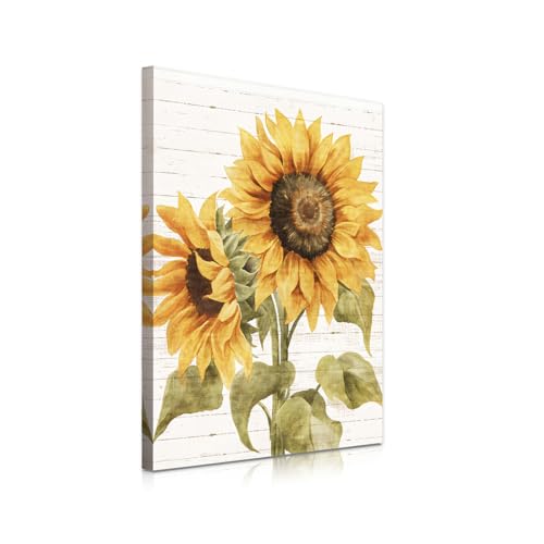 Sunflower Wall Decor Canvas - Rustic Floral Artwork for Living Room 16x24 Variation of THIS listing
