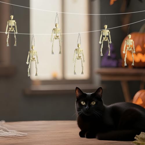 Mini Skeleton Figurines Set of 20 Halloween Plastic Toys - Adjustable & Detachable