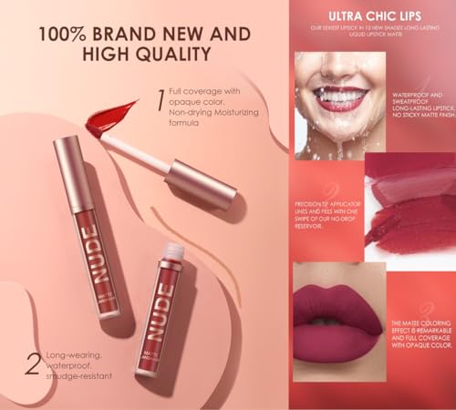Matte Lipstick & Lipliner Set - Waterproof, Long-Lasting, Velvet Finish - Variation C