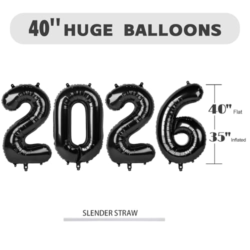 Black 40 Inch Number Balloons for 2026 Party Decorations - Variation of THIS listing