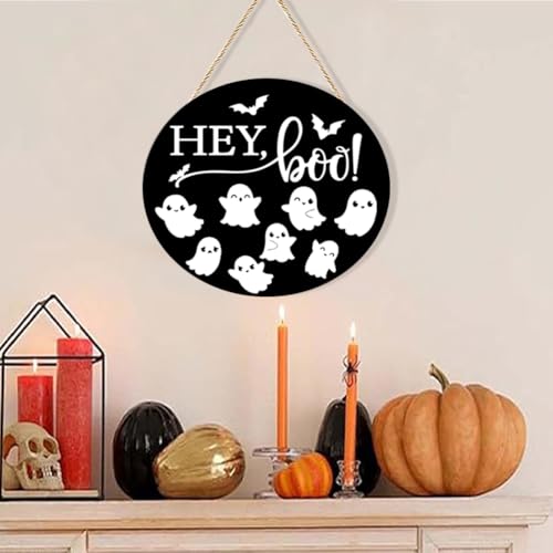 Halloween Wooden Ghost Door Wreath - Halloween-35 - Front Door Wall Decor