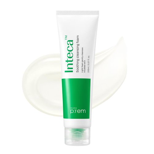 MAKE P:REM Inteca Soothing Foam Cleanser, Mild Moisture Gel Type Foam Cleanser for Acne-Prone Skin, Removes Sebum and Impurities, Korean Skincare, 5.07 Fl Oz, 150ml