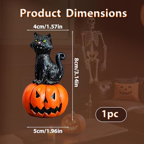 Halloween Pumpkin Cat Figurine - Cute Resin Desktop Decor, Gift - Variation of Pumpkin Cat
