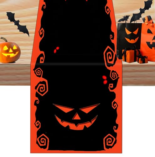 Halloween Bat Castle Cat Tree Table Runner - Black, 13x72 Inches