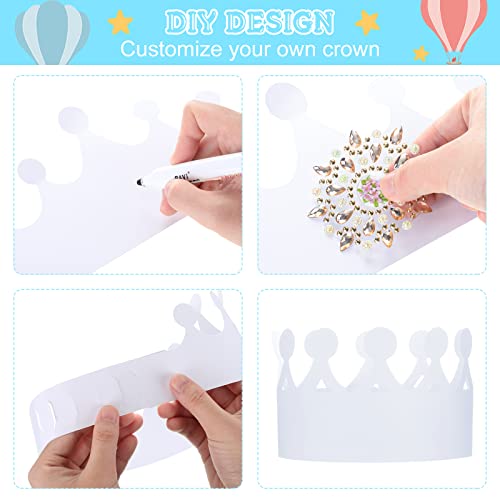 White Paper Crowns for Kids DIY Birthday Party Hats Party Supplies 200 Pack