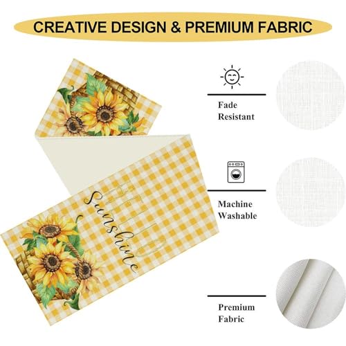 Sunflower Table Runner 13x36 Inches - Rustic Farmhouse Decor, Boho Floral Summer Centerpiece