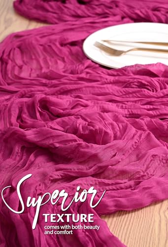 Fuschia Cheesecloth Table Runner Set - 18 Pack, 10FT Rustic Boho Wedding Decor