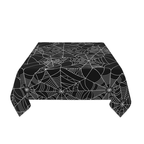 Halloween Cobweb Tablecloth 60x60 Inch Square Black Dust-Proof & Wrinkle Resistant