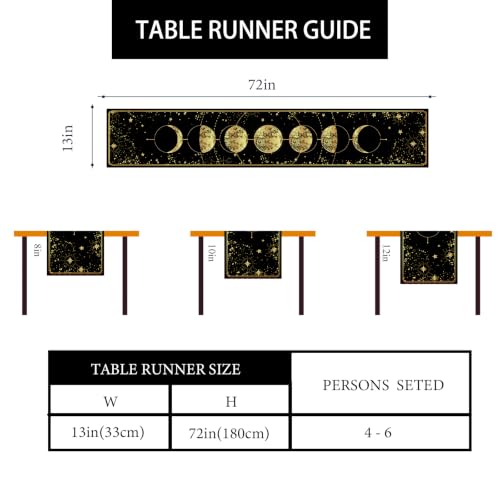 Moon Table Runner Boho Astrology Ouija Board Decor 13x72 Inch - Farmnall