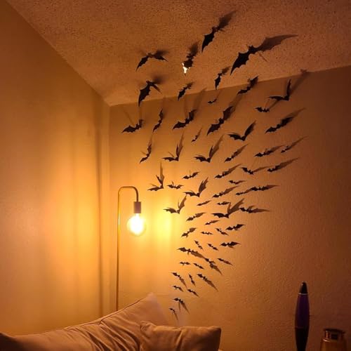 84pcs Halloween 3D Bat Wall Decorations - DIY Spooky Party Supplies
