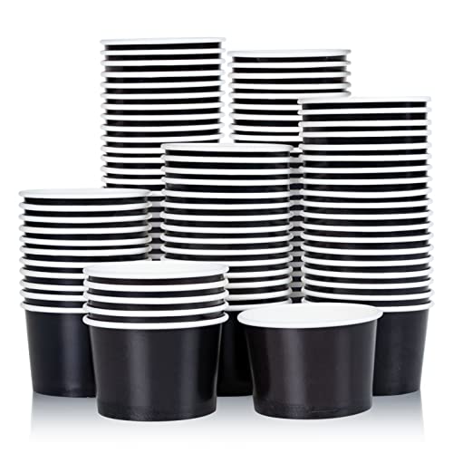Disposable Black Paper Ice Cream Cups 9 oz 100-Pack - Leak-Resistant